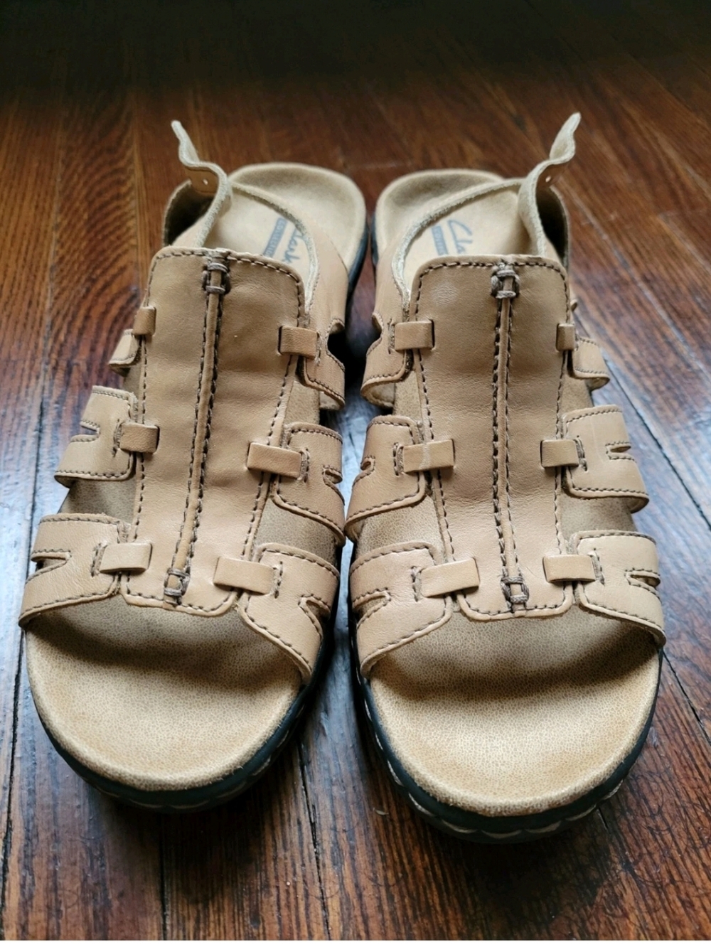 Clarks Womens Size 7M Lexi Marigold Sandals Slingback Beige Open Toe Heels - Picture 10 of 14